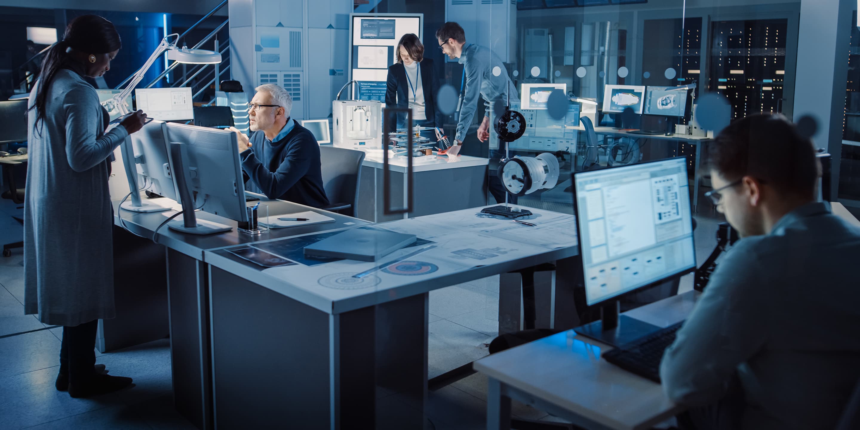 Code on computer screens